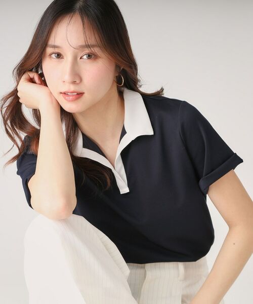 COUP DE CHANCE / クードシャンス カットソー | 【洗える/日本製】スキッパーカットソー(ネイビー(094))