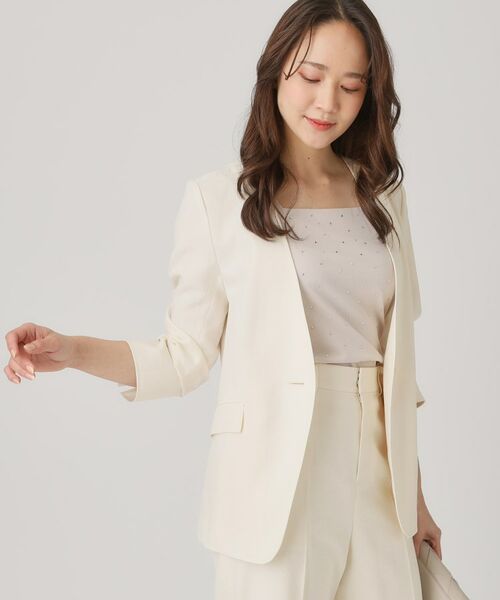 COUP DE CHANCE / クードシャンス ノーカラージャケット | 【洗える/日本製】ノーカラージャケット(オフホワイト(003))