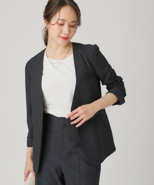 COUP DE CHANCE / クードシャンス ノーカラージャケット | 【洗える/日本製】ノーカラージャケット(ブラック(019))