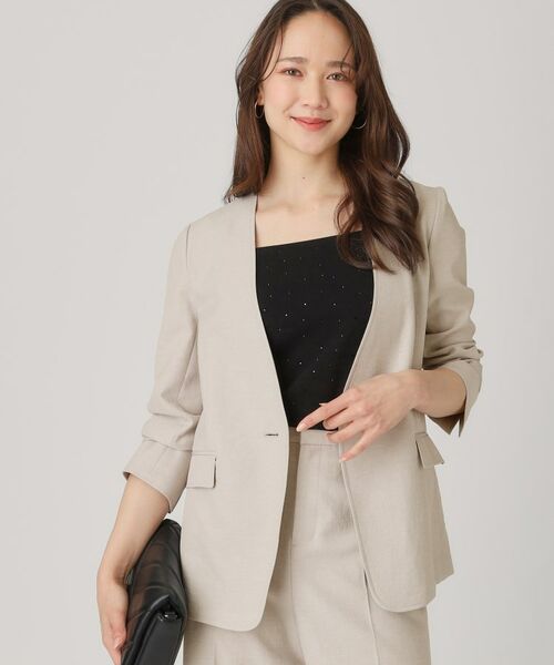 COUP DE CHANCE / クードシャンス ノーカラージャケット | 【洗える/日本製】ノーカラージャケット(グレージュ(050))