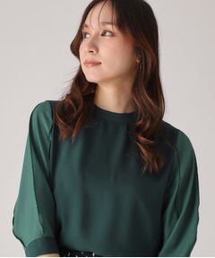 【新品未使用】クードシャンス　キーネックブラウス　リネン　イエロー　袖フリル ABITOKYO ブラウス シャツ キーネック半袖ブラウス レディース