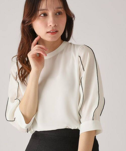 COUP DE CHANCE / クードシャンス シャツ・ブラウス | 【洗える/刺しゅうディテール】袖デザインブラウス(ホワイト(001))