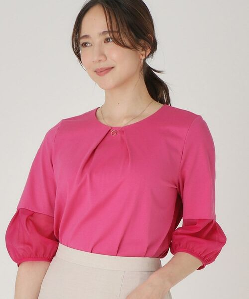 COUP DE CHANCE/クードシャンス 【洗える/日本製】袖デザイントップス ピンク(073) 34(SS) COUP DE CHANCE/クードシャンス 【洗える/日本製】袖デザイントップス ピンク(073) 34(SS)