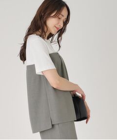 COUP DE CHANCE / クードシャンス カットソー | 【洗える／日本製／ビスチエレイヤード風／セットアップ可】異素材組合せのジャージプルオーバー