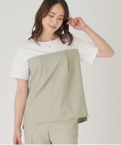 COUP DE CHANCE / クードシャンス カットソー | 【洗える／日本製／ビスチエレイヤード風／セットアップ可】異素材組合せのジャージプルオーバー