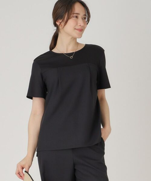 COUP DE CHANCE / クードシャンス カットソー | 【洗える/日本製/ビスチエレイヤード風/セットアップ可】異素材組合せのジャージプルオーバー | 詳細1