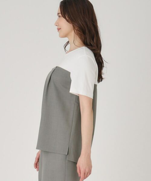 COUP DE CHANCE / クードシャンス カットソー | 【洗える/日本製/ビスチエレイヤード風/セットアップ可】異素材組合せのジャージプルオーバー | 詳細14