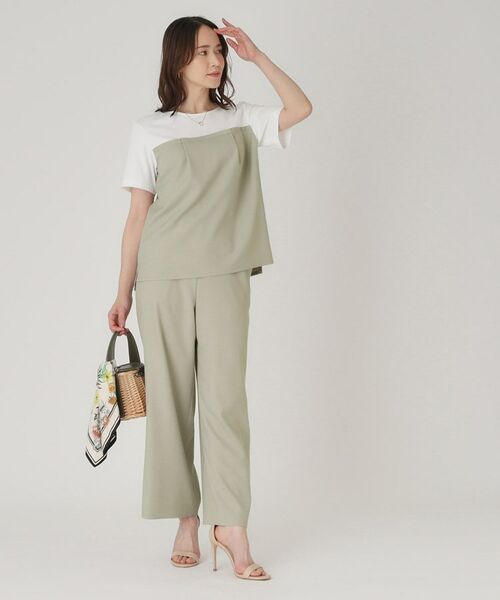 COUP DE CHANCE / クードシャンス カットソー | 【洗える/日本製/ビスチエレイヤード風/セットアップ可】異素材組合せのジャージプルオーバー | 詳細6