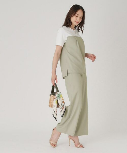 COUP DE CHANCE / クードシャンス カットソー | 【洗える/日本製/ビスチエレイヤード風/セットアップ可】異素材組合せのジャージプルオーバー | 詳細7