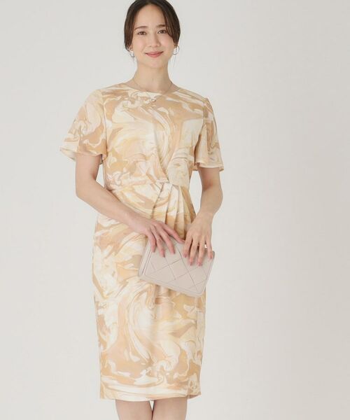 COUP DE CHANCE / クードシャンス ミニ丈・ひざ丈ワンピース | 【洗える/日本製】柄ワンピース(ピンクベージュ(153))