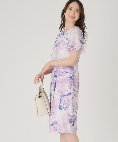 COUP DE CHANCE / クードシャンス ミニ丈・ひざ丈ワンピース | 【洗える/日本製】柄ワンピース(ラベンダー(180))