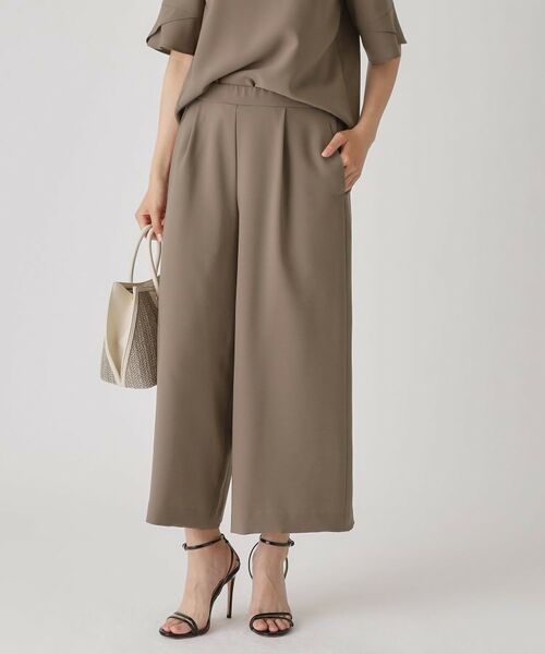 COUP DE CHANCE / クードシャンス ショート・ハーフ・半端丈パンツ | 【洗える/日本製】ウエストゴムワイドパンツ(モカブラウン(042))