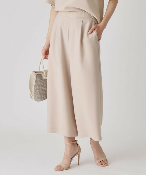 COUP DE CHANCE / クードシャンス ショート・ハーフ・半端丈パンツ | 【洗える/日本製】ウエストゴムワイドパンツ(グレージュ(050))