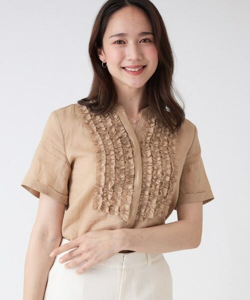 COUP DE CHANCE / クードシャンス シャツ・ブラウス | 【洗える/ラミー】フリルデザインブラウス(グレージュ(050))