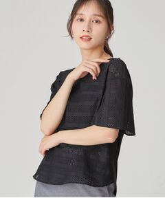 COUP DE CHANCE / クードシャンス カットソー | 【手洗い可／日本製】ジオメボーダーレースカットソー