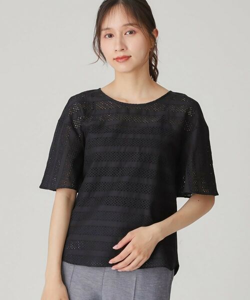 COUP DE CHANCE / クードシャンス カットソー | 【手洗い可／日本製】ジオメボーダーレースカットソー | 詳細8