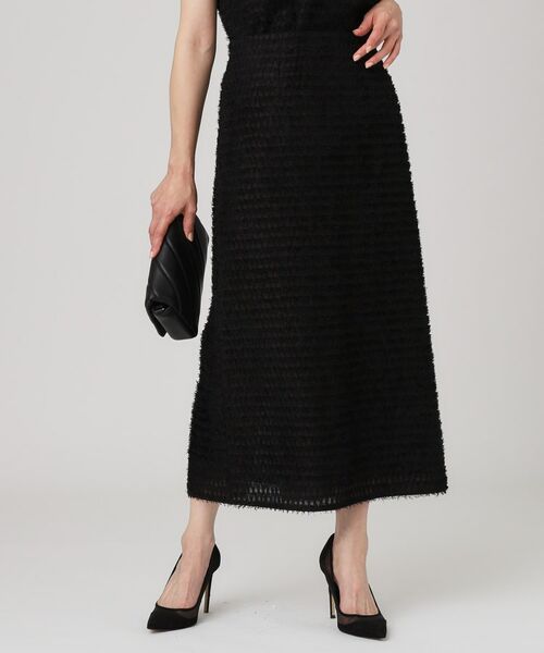 COUP DE CHANCE / クードシャンス ロング・マキシ丈スカート | 【手洗い可/日本製】ジャカードのロングスカート(ブラック(019))
