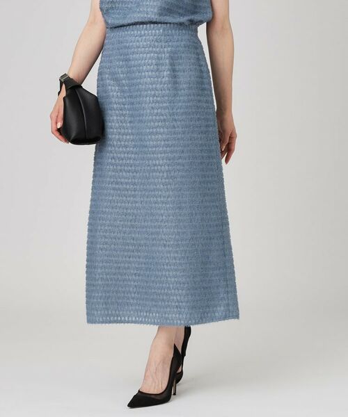 COUP DE CHANCE / クードシャンス ロング・マキシ丈スカート | 【手洗い可/日本製】ジャカードのロングスカート(ブルー(093))