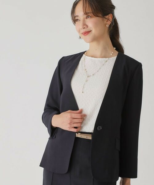 COUP DE CHANCE / クードシャンス ノーカラージャケット | 【手洗い可/通勤】ノーカラージャケット(ネイビー(094))