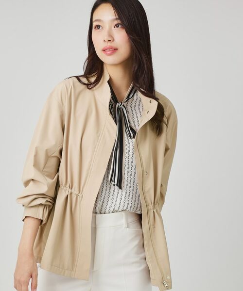 COUP DE CHANCE / クードシャンス レザーブルゾン・ジャケット | 【手洗い可/裏地なし/ウエスト絞り可】スタンド衿ブルゾン(グレージュ(050))