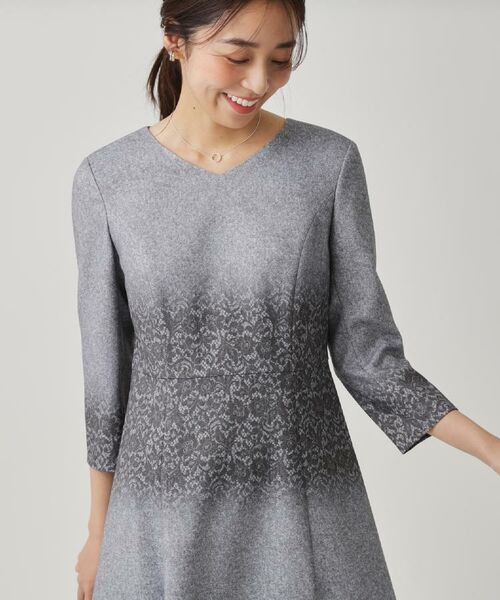 COUP DE CHANCE / クードシャンス ミニ丈・ひざ丈ワンピース | 【手洗い可／日本製】レース柄プリントワンピース | 詳細5