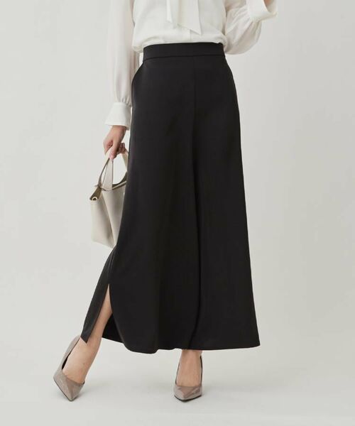 COUP DE CHANCE / クードシャンス パンツ | 【手洗い可/日本製】サイドスリット入りワイドパンツ(ブラック(019))