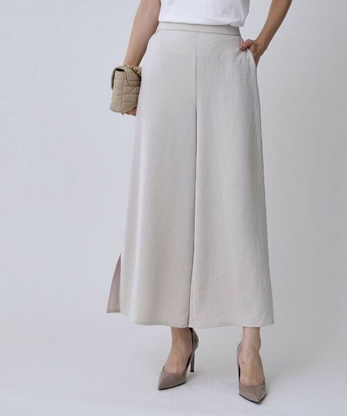 COUP DE CHANCE / クードシャンス パンツ | 【手洗い可/日本製】サイドスリット入りワイドパンツ(グレージュ(050))