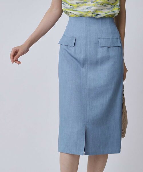 COUP DE CHANCE / クードシャンス スカート | 【手洗い可/日本製】デニム風ナロータイトスカート(ブルー(091))