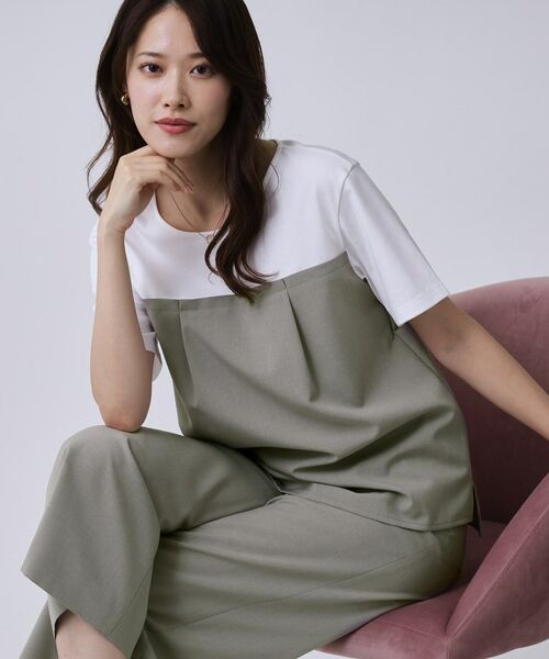 COUP DE CHANCE / クードシャンス カットソー | 【手洗い可/セットアップ可】レイヤード風カットソー(グレー(012))