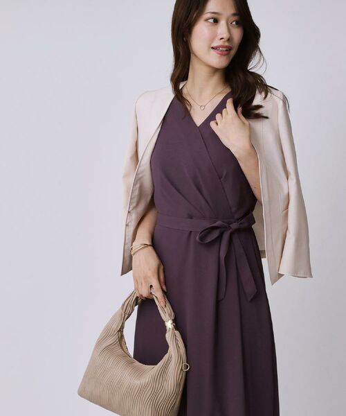 COUP DE CHANCE / クードシャンス ロング・マキシ丈ワンピース | 【手洗い可/日本製】カシュクール風ワンピース(パープル(084))