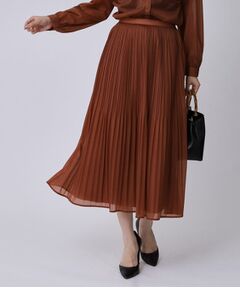 COUP DE CHANCE / クードシャンス ロング・マキシ丈スカート | 【手洗い可／ウエストゴム】デニム柄プリントのプリーツスカート