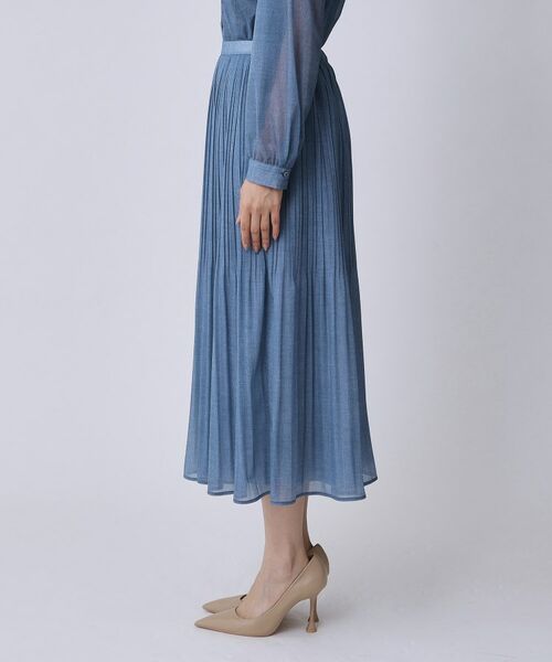 COUP DE CHANCE / クードシャンス ロング・マキシ丈スカート | 【手洗い可／ウエストゴム】デニム柄プリントのプリーツスカート | 詳細19