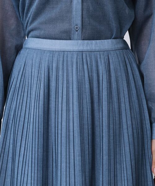 COUP DE CHANCE / クードシャンス ロング・マキシ丈スカート | 【手洗い可／ウエストゴム】デニム柄プリントのプリーツスカート | 詳細21