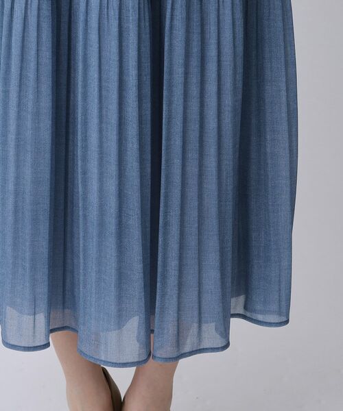 COUP DE CHANCE / クードシャンス ロング・マキシ丈スカート | 【手洗い可／ウエストゴム】デニム柄プリントのプリーツスカート | 詳細23