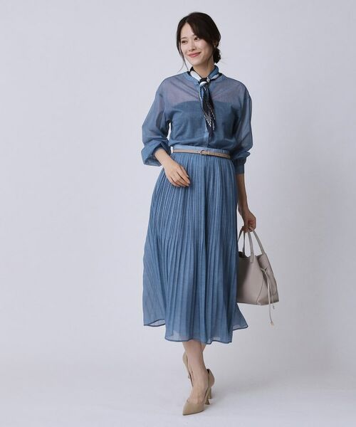 COUP DE CHANCE / クードシャンス ロング・マキシ丈スカート | 【手洗い可／ウエストゴム】デニム柄プリントのプリーツスカート | 詳細7