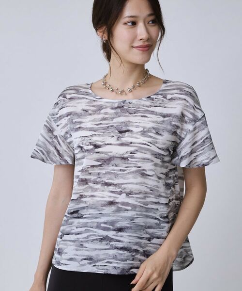 COUP DE CHANCE / クードシャンス シャツ・ブラウス | 【手洗い可/日本製】プリント柄ブラウス(ライトグレー(111))