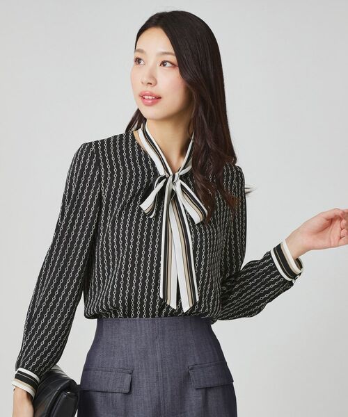 COUP DE CHANCE / クードシャンス シャツ・ブラウス | 【手洗い可/日本製】チェーン柄ブラウス(ブラック(119))