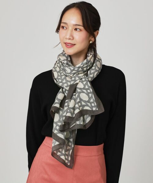 COUP DE CHANCE / クードシャンス マフラー・ショール・スヌード・ストール | 大人モードのモノトーンストール／ジオメトリック柄／ロングストール | 詳細5