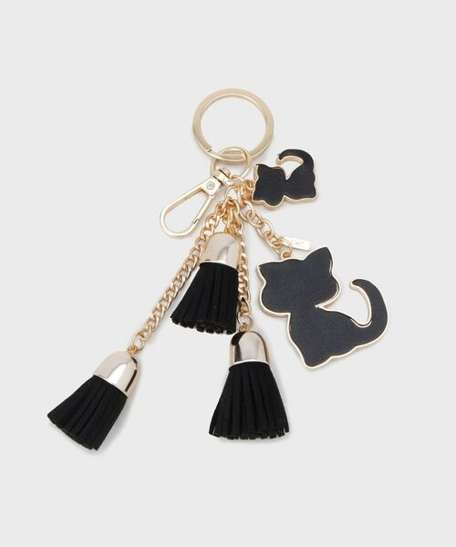 COUP DE CHANCE / クードシャンス キーホルダー・ストラップ | シャトンドールチャーム／猫モチーフ×タッセルチャーム（ブラック(019)）