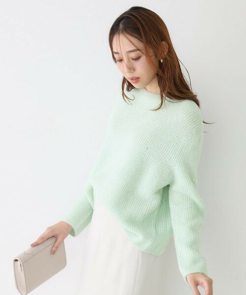 COUP DE CHANCE / クードシャンス ニット・セーター | 【手洗い可】スパンコール付ニットトップス(ミントグリーン(021))