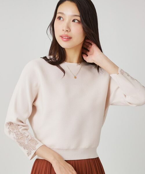 COUP DE CHANCE / クードシャンス ニット・セーター | 【手洗い可】オーガンジー刺しゅうニットトップス(オフホワイト(003))