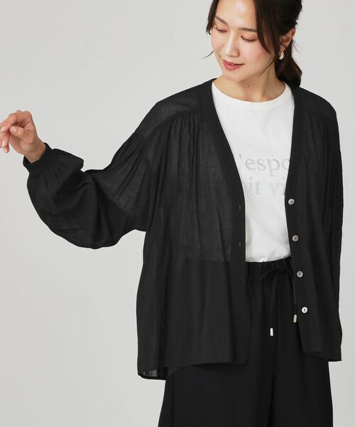 COUP DE CHANCE / クードシャンス カーディガン・ボレロ | 【手洗い可】エアリーなシャツ風カーディガン(ブラック(019))