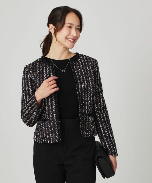 COUP DE CHANCE / クードシャンス ノーカラージャケット | 【日本製／セットアップ可】ファンシーツィードのショート丈ジャケット | 詳細4