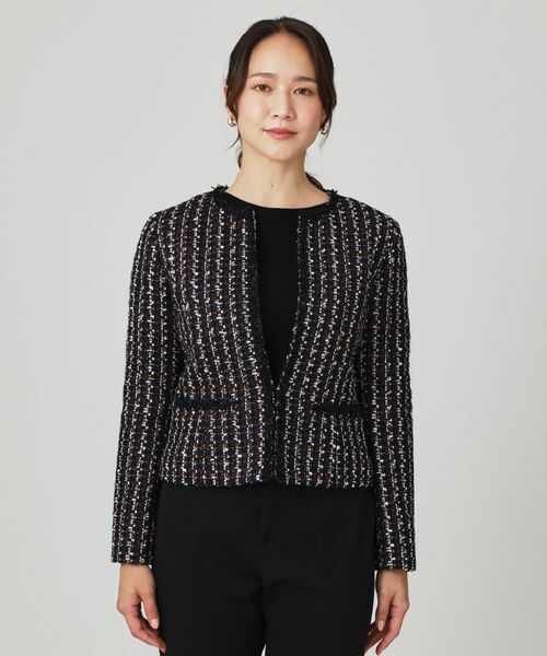 COUP DE CHANCE / クードシャンス ノーカラージャケット | 【日本製／セットアップ可】ファンシーツィードのショート丈ジャケット | 詳細8