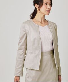 COUP DE CHANCE / クードシャンス ノーカラージャケット | 【手洗い可／日本製】スェード調ノーカラージャケット