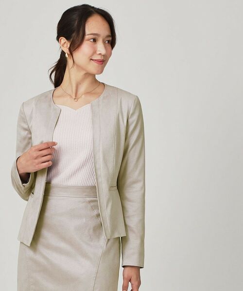 COUP DE CHANCE / クードシャンス ノーカラージャケット | 【手洗い可/日本製】スェード調ノーカラージャケット | 詳細1