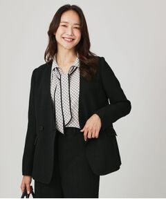 COUP DE CHANCE / クードシャンス ノーカラージャケット | 【手洗い可／日本製／裏無し／セットアップ可】ツィード見えノーカラージャケット