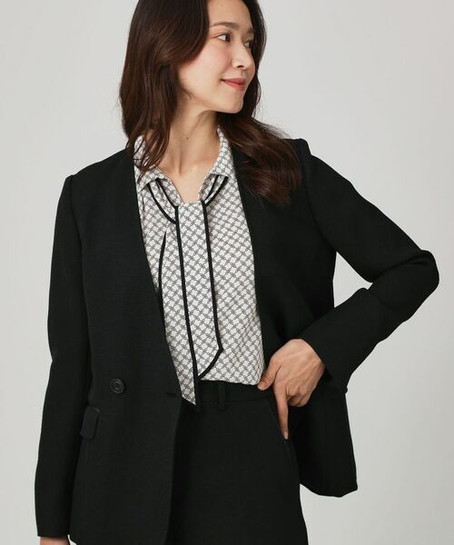 COUP DE CHANCE / クードシャンス ノーカラージャケット | 【手洗い可／日本製／裏無し／セットアップ可】ツィード見えノーカラージャケット | 詳細1