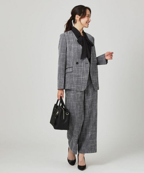 COUP DE CHANCE / クードシャンス ノーカラージャケット | 【手洗い可／日本製／裏無し／セットアップ可】ツィード見えノーカラージャケット | 詳細11