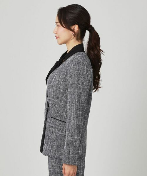 COUP DE CHANCE / クードシャンス ノーカラージャケット | 【手洗い可／日本製／裏無し／セットアップ可】ツィード見えノーカラージャケット | 詳細14